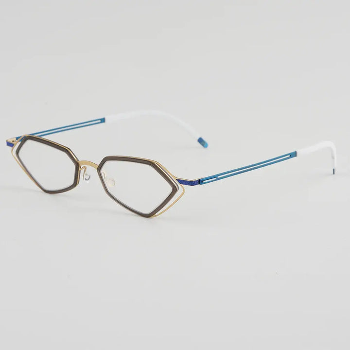 Bobbie 339751 Unisex 140mm Full Rim Polygon Oval Titanium Frames FuzWeb
