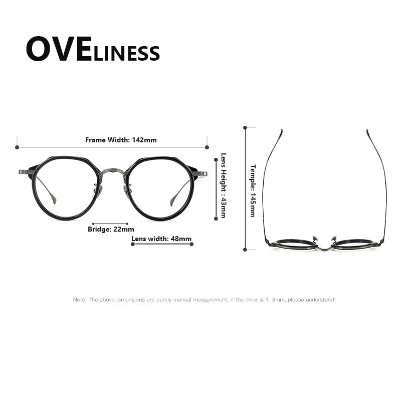 Oveliness Unisex Full Rim Round Titanium Acetate Eyeglasses 32904