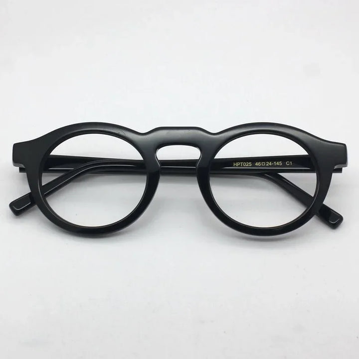 Cubojue Unisex Full Rim Oval Acetate Reading Glasses 8025 Reading Glasses Cubojue no function lens 0 shiny black 