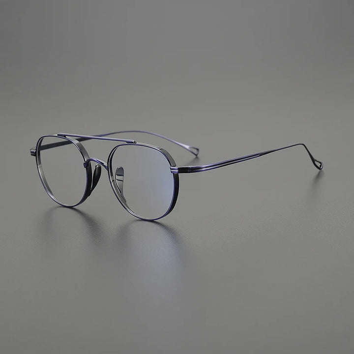 Black Mask Unisex Full Rim Square Double Bridge Titanium Eyeglasses 9503