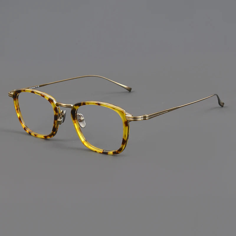 Aimee Unisex Full Rim Square Titanium Acetate Eyeglasses 111024 Full Rim Aimee Tortoise-Golden  