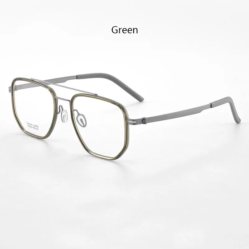 Hdcrafter Men's Full Rim Square Double Bridge Tr 90 Titanium Eyeglasses 21797