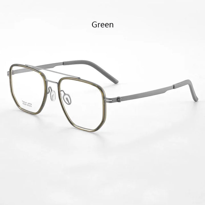 Hdcrafter Men's Full Rim Square Double Bridge Tr 90 Titanium Eyeglasses 21797