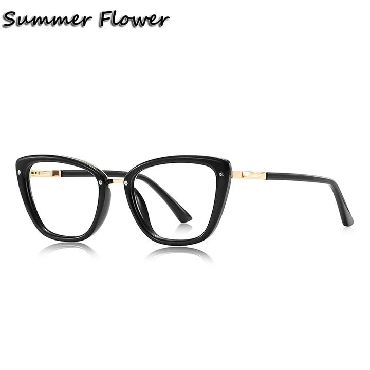 Summer Flower Women's Full Rim Cat Eye Tr 90 Titanium Eyeglasses 62220