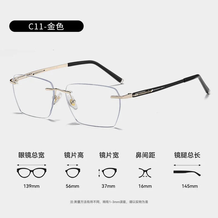 Bclear Unisex Rimless Polygon Square Titanium Eyeglasses 664108