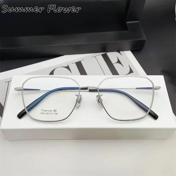 Summer Flower Unisex Full Rim Polygonal Titanium Eyeglasses  611269