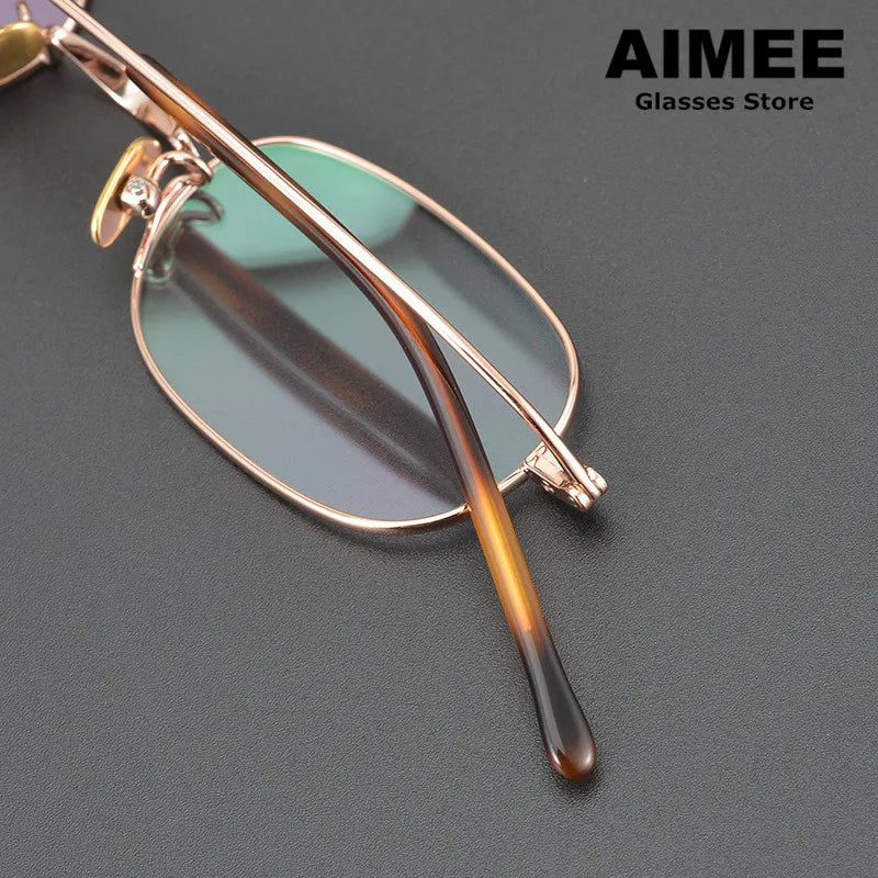 Aimee Unisex Full Rim Small Square Oval Titanium Eyeglasses 6119 Full Rim Aimee   