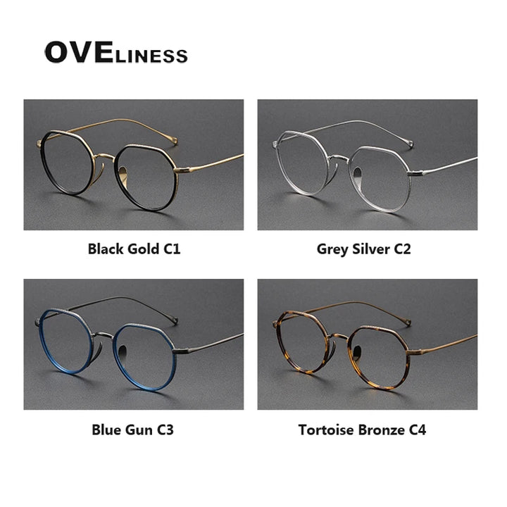 Oveliness Unisex Full Rim Flat Top Round Titanium Acetate Eyeglasses O7310 Full Rim Oveliness   