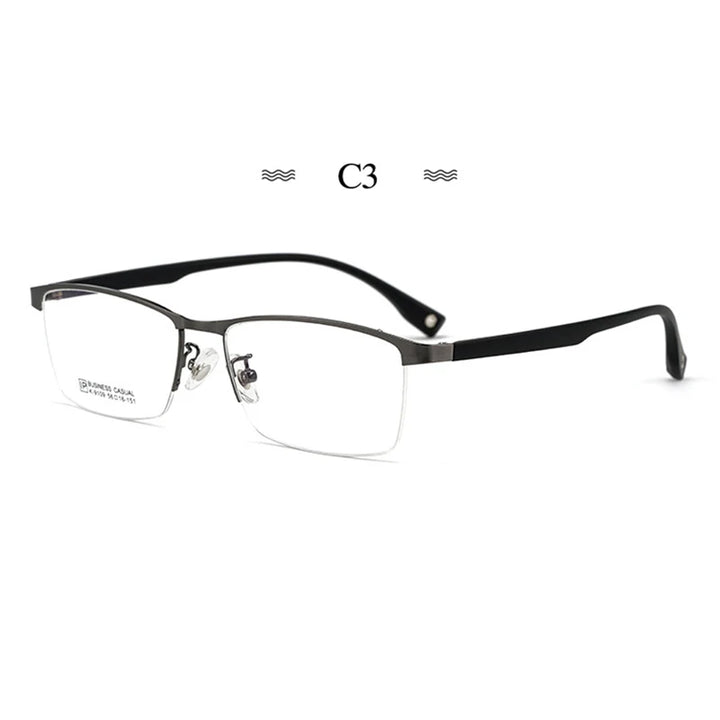 Hotochki Men's Semi Rim Square Titanium Alloy Eyeglasses 99109 Semi Rim Hotochki C3