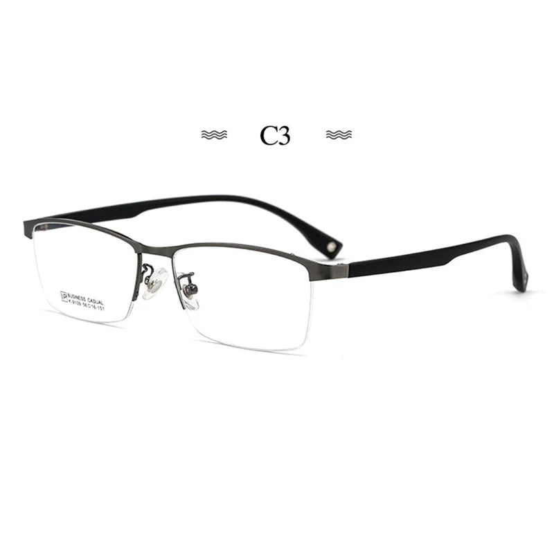 Hotochki Men's Semi Rim Square Titanium Eyeglasses 91097