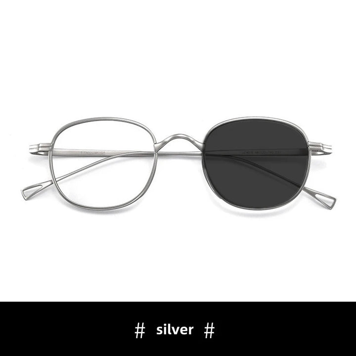 Kocolior Unisex Full Rim Round Titanium Hyperopic Reading Glasses 8016 Reading Glasses Kocolior Photochromic Silver 0 