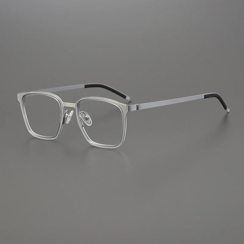 Gatenac Unisex Full Rim Square Acetate Stainless Steel Eyeglasses Gxyj1223 Full Rim Gatenac Transparent Silver  