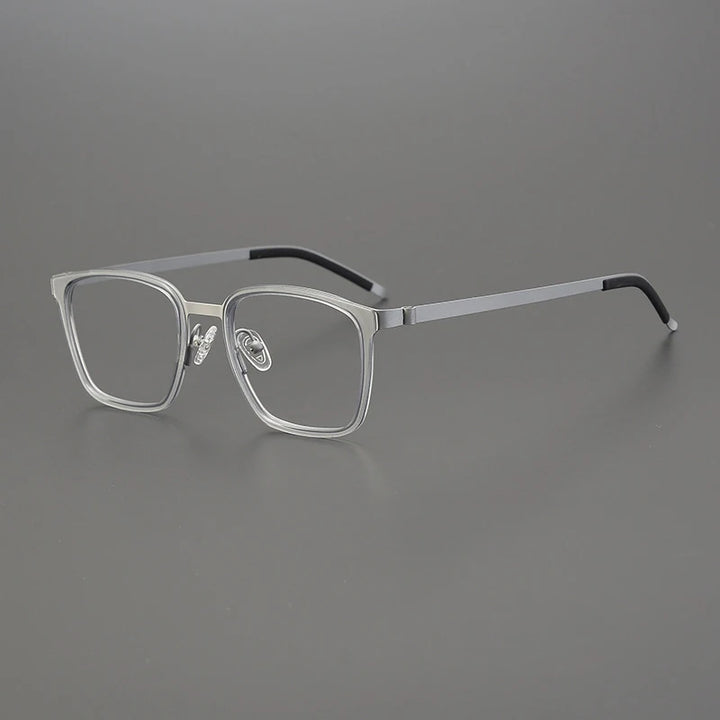 Gatenac Unisex Full Rim Square Acetate Stainless Steel Eyeglasses Gxyj1223 Full Rim Gatenac Transparent Silver  