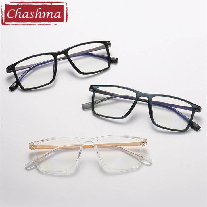 Chashma Men's Full Rim Square Tr 90 Titanium Spring Hinge Eyeglasses 95352 Full Rim Chashma   