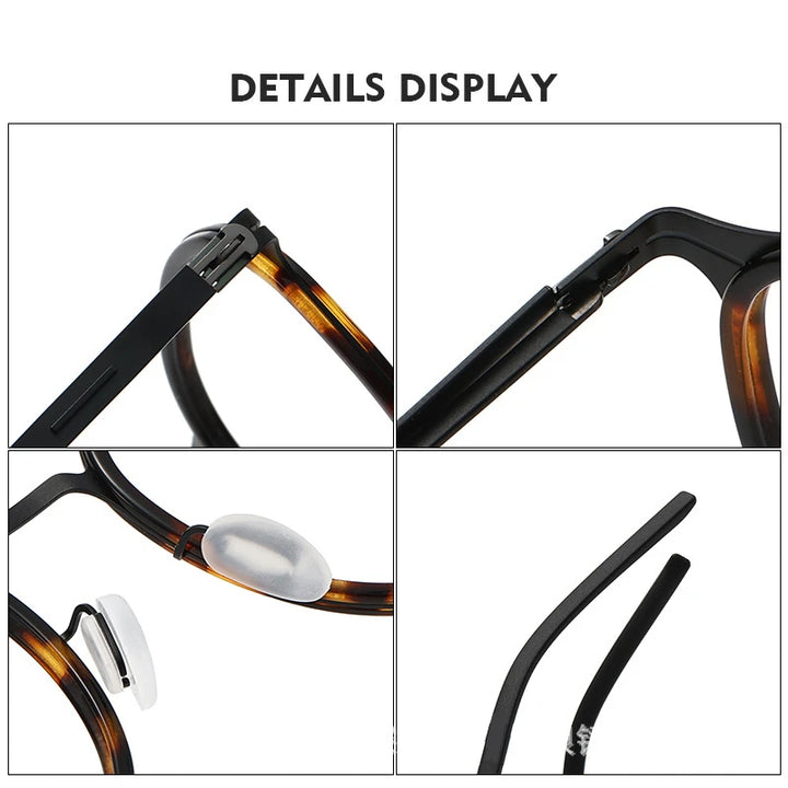 Black Mask Women's Full Rim Round Screwless Stainless Steel Acetate Eyeglasses 1218 Full Rim Black Mask   