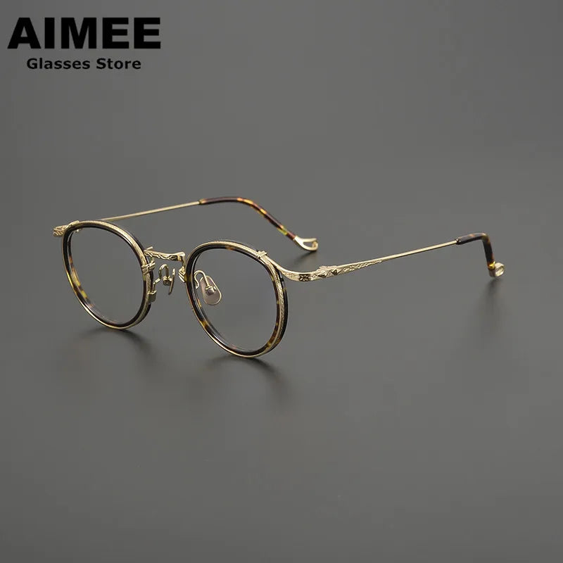 Aimee Unisex Full Rim Round Titanium Acetate Eyeglasses 47713
