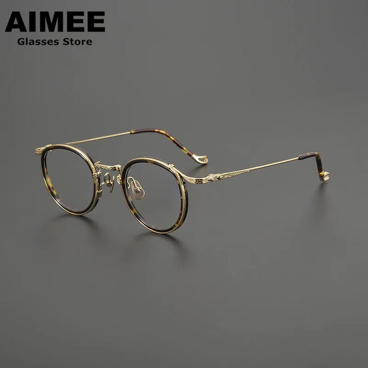 Aimee Unisex Full Rim Round Titanium Acetate Eyeglasses 47713