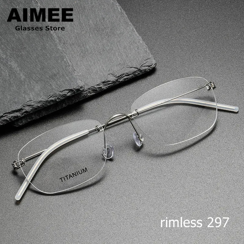 Aimee Unisex Rimless Square Titanium Eyeglasses 4297