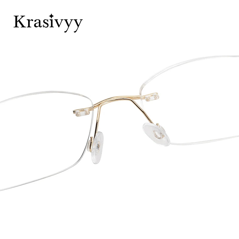 Krasivyy Unisex Rimless Square Titanium Eyeglasses 16075 Rimless Krasivyy   