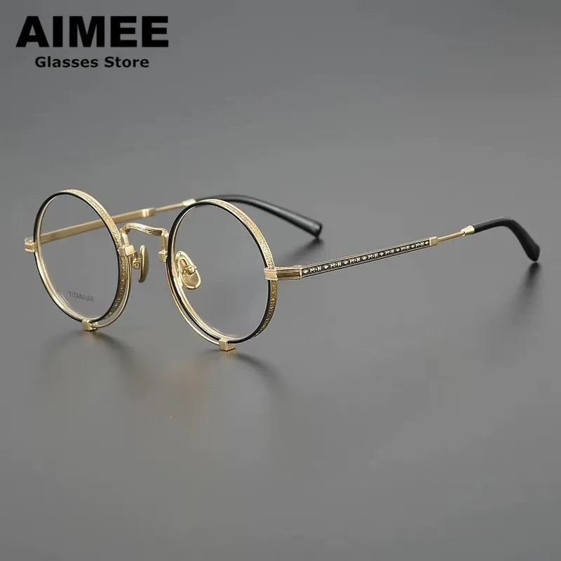 Aimee Unisex Full Rim Round Titanium Acetate Eyeglasses 369153