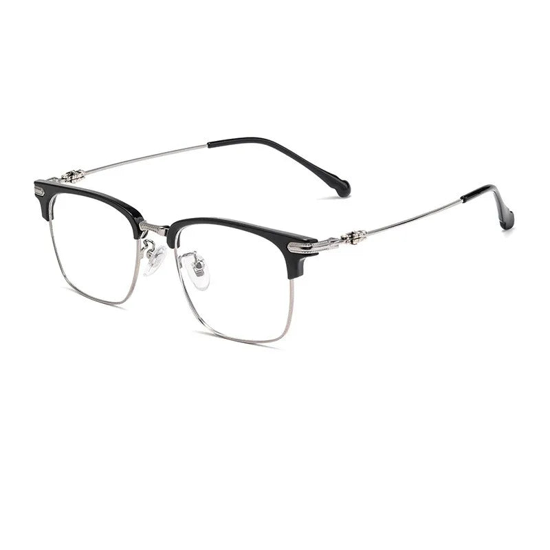 Kocolior Unisex Full Rim Square Titanium Alloy Hyperopic Reading Glasses 8366 Reading Glasses Kocolior Black Gun 0 