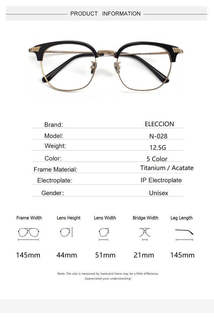 Eleccion Men's Full Rim Square Acetate Titanium Eyeglasses 41028