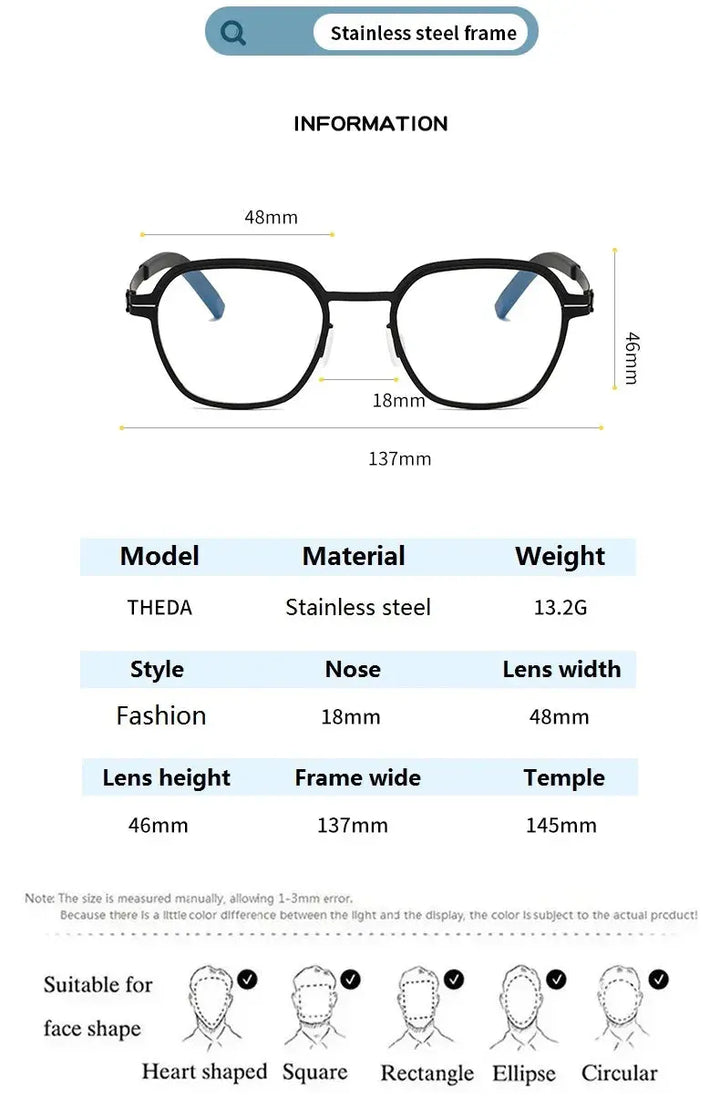 Bobbie 481646 Full Rim Women’s Polygon Stainless Steel Frames — view 2 | Bobbie at FuzWeb