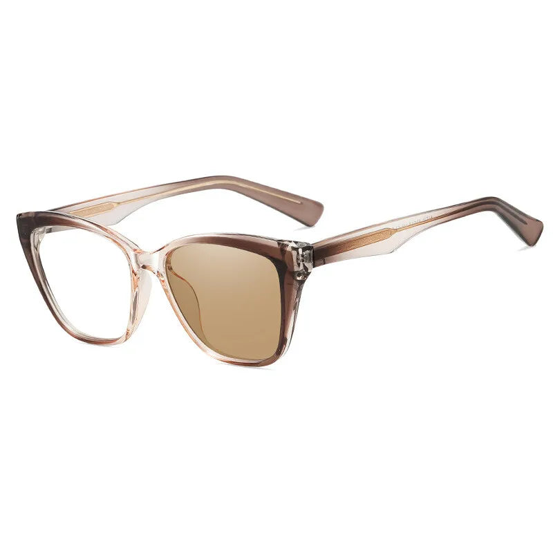 CCspace Women's Full Rim Cat Eye Tr 90 Alloy Photochromic Reading Glasses 312781