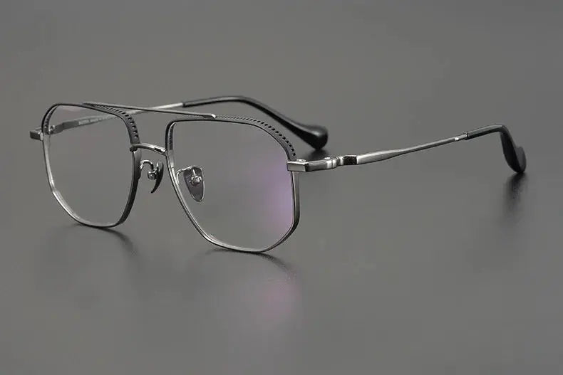 Bobbie 130500 Unisex Full Rim Oval Double Bridge Titanium Frames — view 3 | Bobbie at FuzWeb