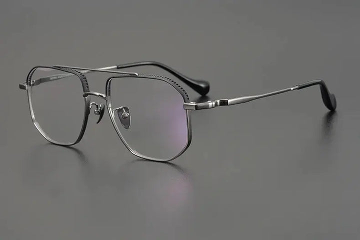 Bobbie 130500 Unisex Full Rim Oval Double Bridge Titanium Frames — view 3 | Bobbie at FuzWeb