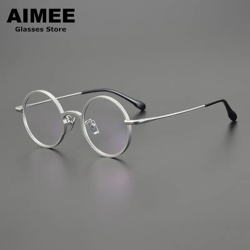 Aimee Unisex Full Rim Round Titanium Eyeglasses 1102 Full Rim Aimee Silver  