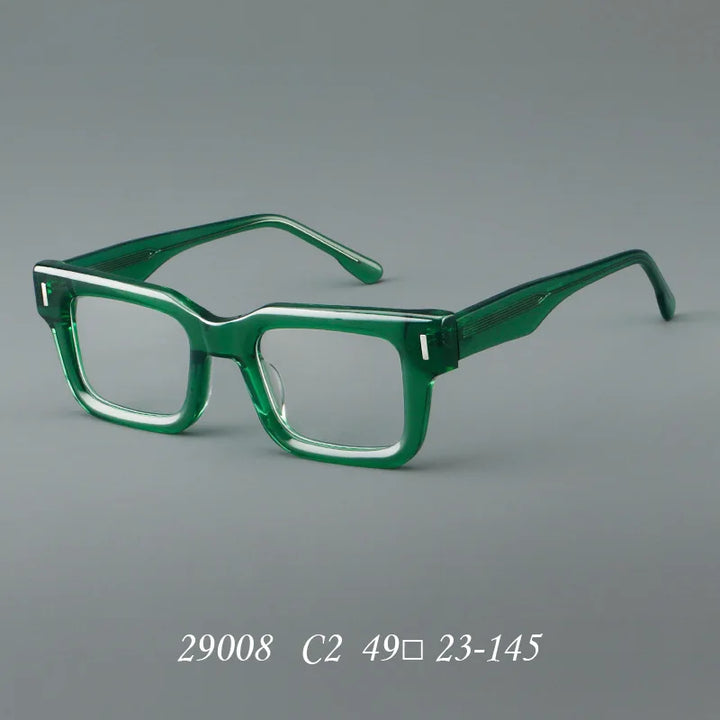 KatKani Unisex Full Rim Brow Line Square Acetate Eyeglasses 29008 Full Rim KatKani Eyeglasses Green CHINA