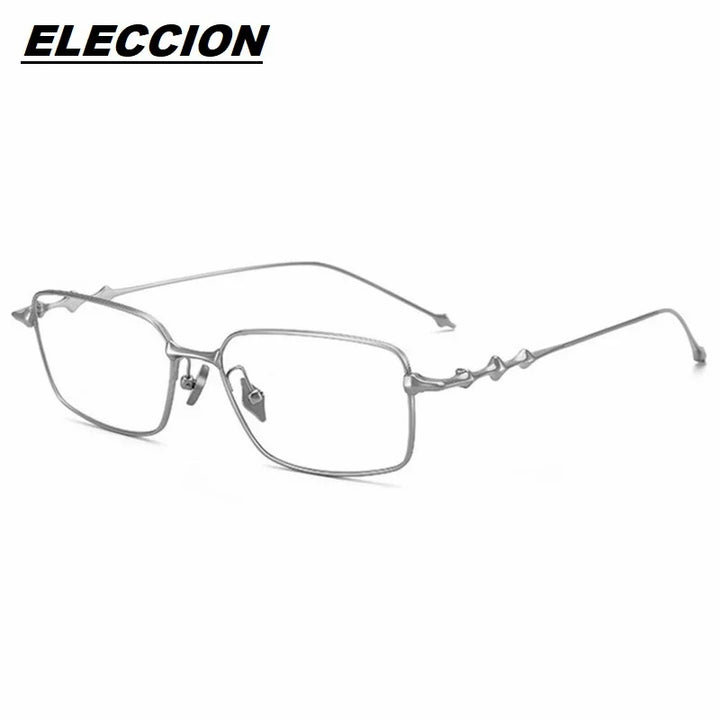 Eleccion Unisex Full Rim Square Titanium Eyeglasses 14935 Full Rim Eleccion Silver CHINA