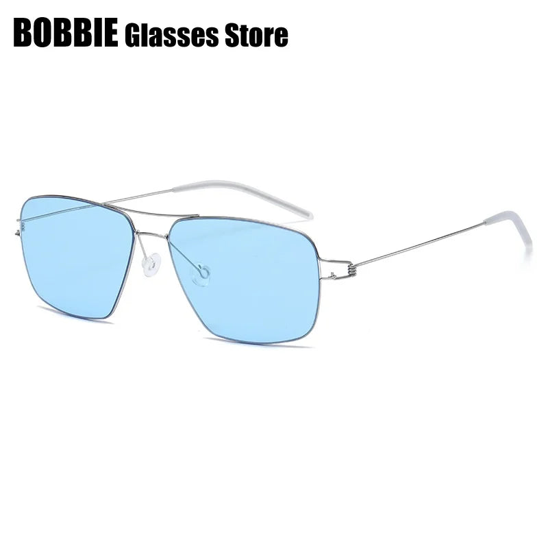 Bobbie Unisex Full Rim Square Double Bridge Titanium Sunglasses 820867