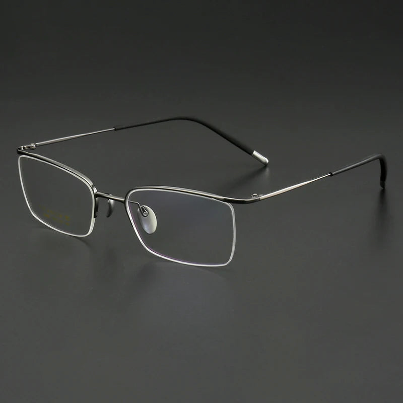 Muzz Women's Semi Rim Square Brow Line Titanium Eyeglasses 82988