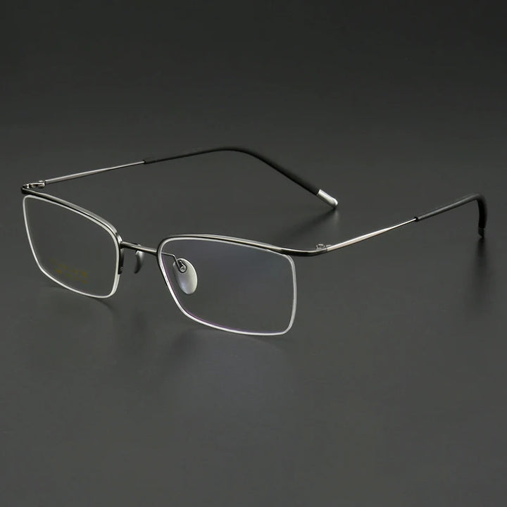 Muzz Women's Semi Rim Square Brow Line Titanium Eyeglasses 82988