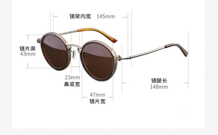 Black Mask Men's Full Rim Round Titanium Acetate Sunglasses  45860