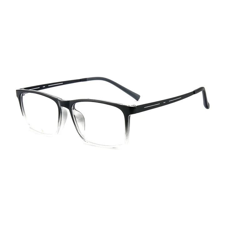 Hdcrafter Unisex Full Rim Big Square Tr 90 Titanium Eyeglasses 88033 Full Rim Hdcrafter Eyeglasses Black-Transparent