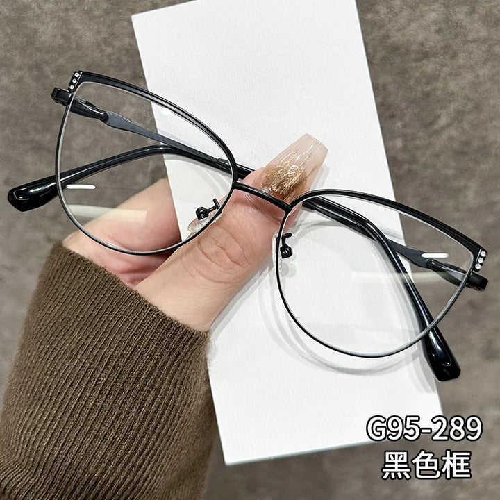 Zirosat Women's Full Rim Square Cat Eye Alloy Eyeglasses 59289