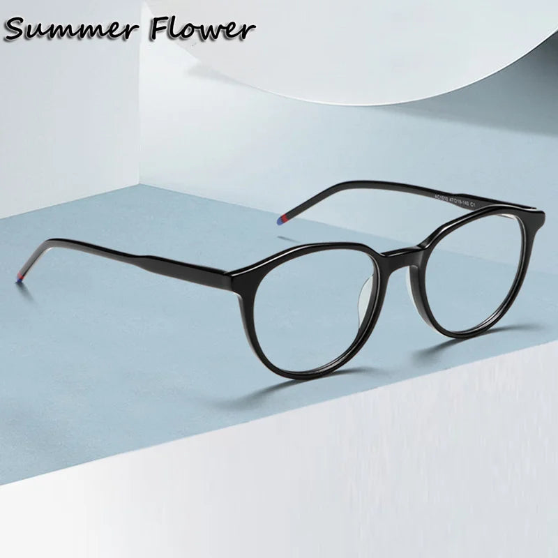 Summer Flower Women's Full Rim Round Acetate Eyeglasses 81010 Full Rim Summer Flower