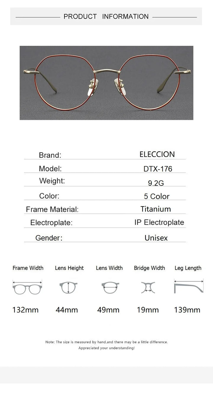 Eleccion Women's Full Rim Flat Top Oval Titanium Eyeglasses 424176 Full Rim Eleccion