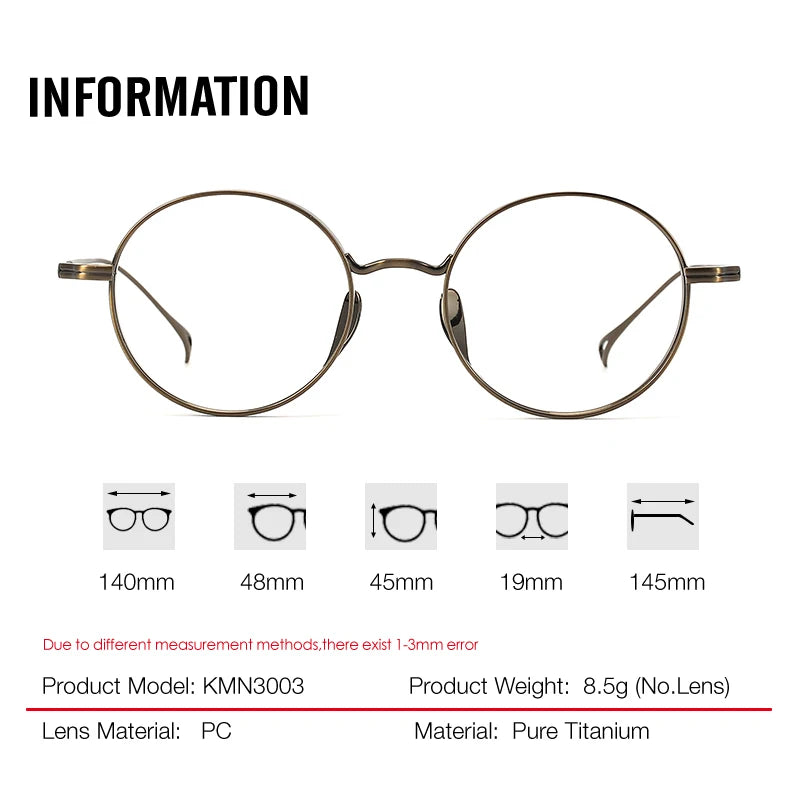 Aror Unisex Full Rim Round Titanium Eyeglasses 30034