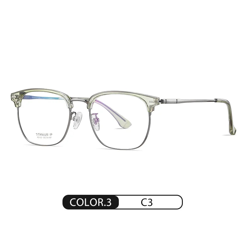 Reven Jate Unisex Full Rim Square Titanium Acetate Eyeglasses 51101 Full Rim Reven Jate C3