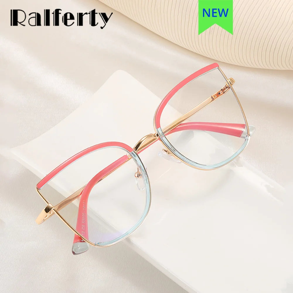 Ralferty Women's Full Rim Square Cat Eye Alloy Eyeglasses R82112 Full Rim Ralferty   