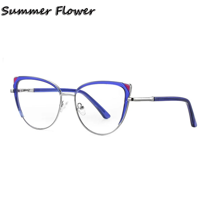 Summer Flower Women's Full Rim Oval Cat Eye Tr 90 Titanium Eyeglasses 31247