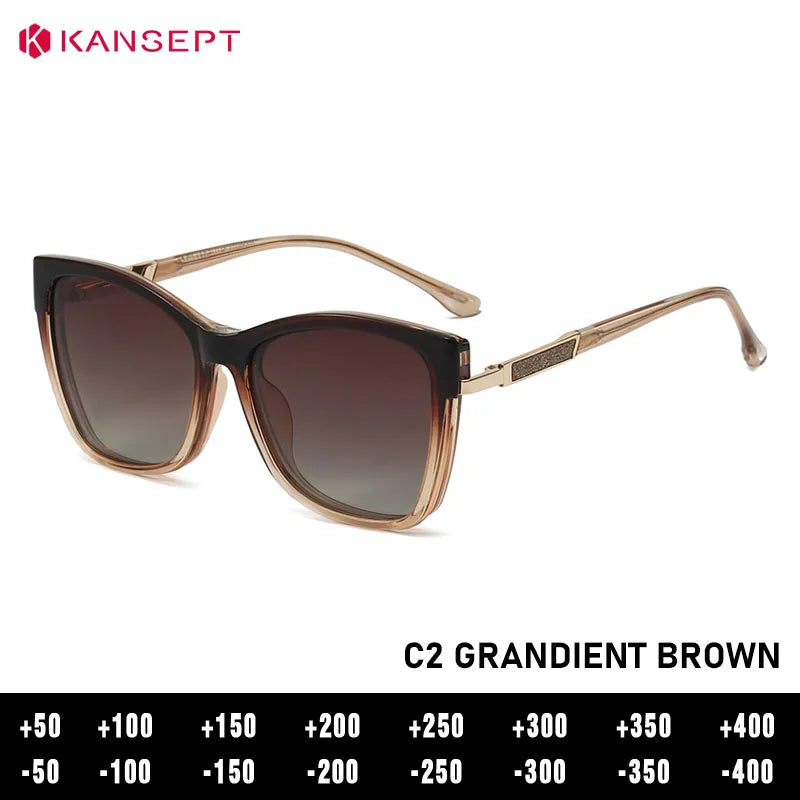 Kansept Women's Full Rim Square Tr 90 Alloy Eyeglasses Clip On Sunglasses 786003