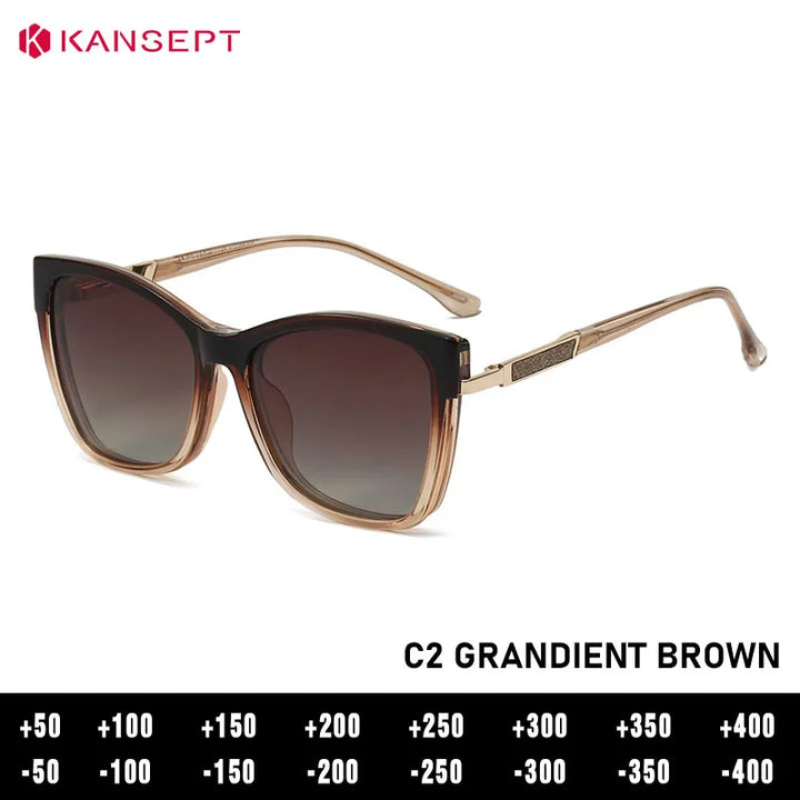 Kansept Women's Full Rim Square Tr 90 Alloy Eyeglasses Clip On Sunglasses 786003