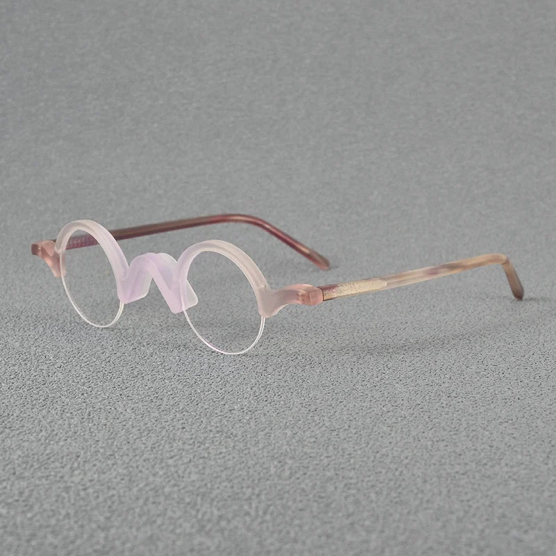 Nobler Unisex Semi Rim Round Top Frosted Acetate Eyeglasses 19281 Semi Rim Nobler C3  