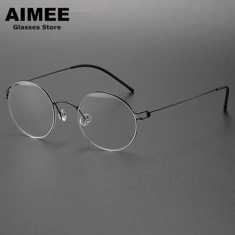 Aimee Women's Semi Rim Round Screwless Titanium Eyeglasses 942125 Semi Rim Aimee