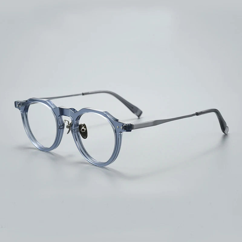 Black Mask Women's Full Rim Flat Top Oval Titanium Acetate Eyeglasses 396573